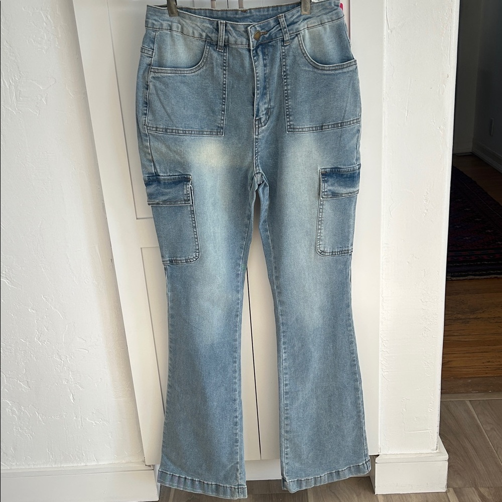 SHEIN Blue Denim Cargo Pants